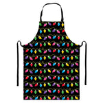 Pixel Christmas Lights Print Bib Apron With Pocket