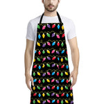 Pixel Christmas Lights Print Bib Apron With Pocket