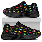 Pixel Christmas Lights Print Black Chunky Shoes