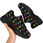 Pixel Christmas Lights Print Black Chunky Shoes