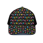 Pixel Christmas Lights Print Black Mesh Trucker Cap