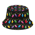 Pixel Christmas Lights Print Bucket Hat