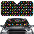 Pixel Christmas Lights Print Car Windshield Sun Shade