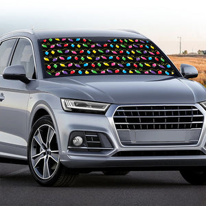 Pixel Christmas Lights Print Car Windshield Sun Shade