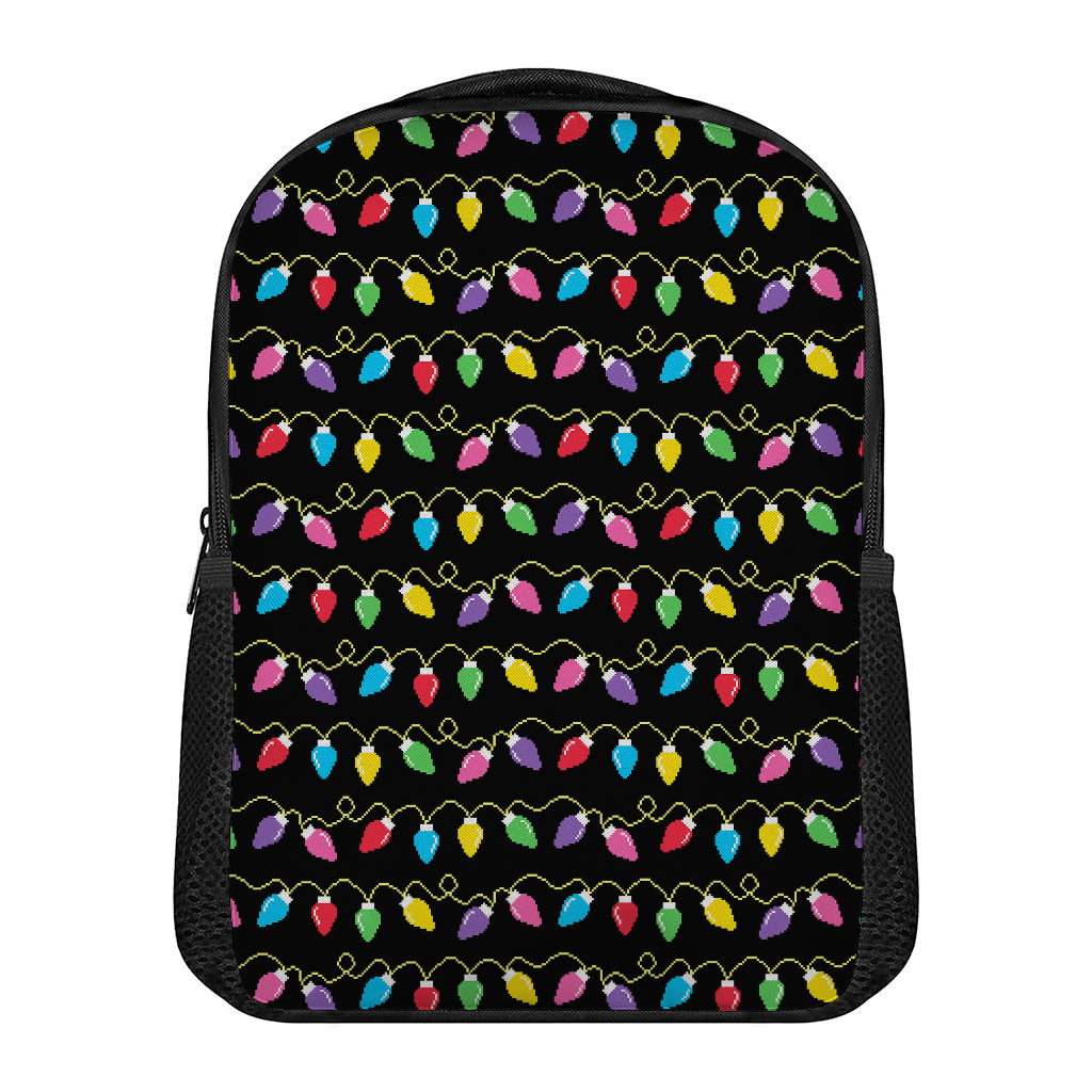 Pixel Christmas Lights Print Casual Backpack
