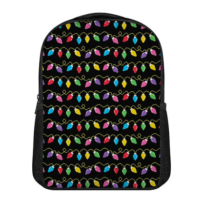 Pixel Christmas Lights Print Casual Backpack