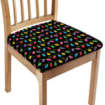 Pixel Christmas Lights Print Chair Cushion Cover