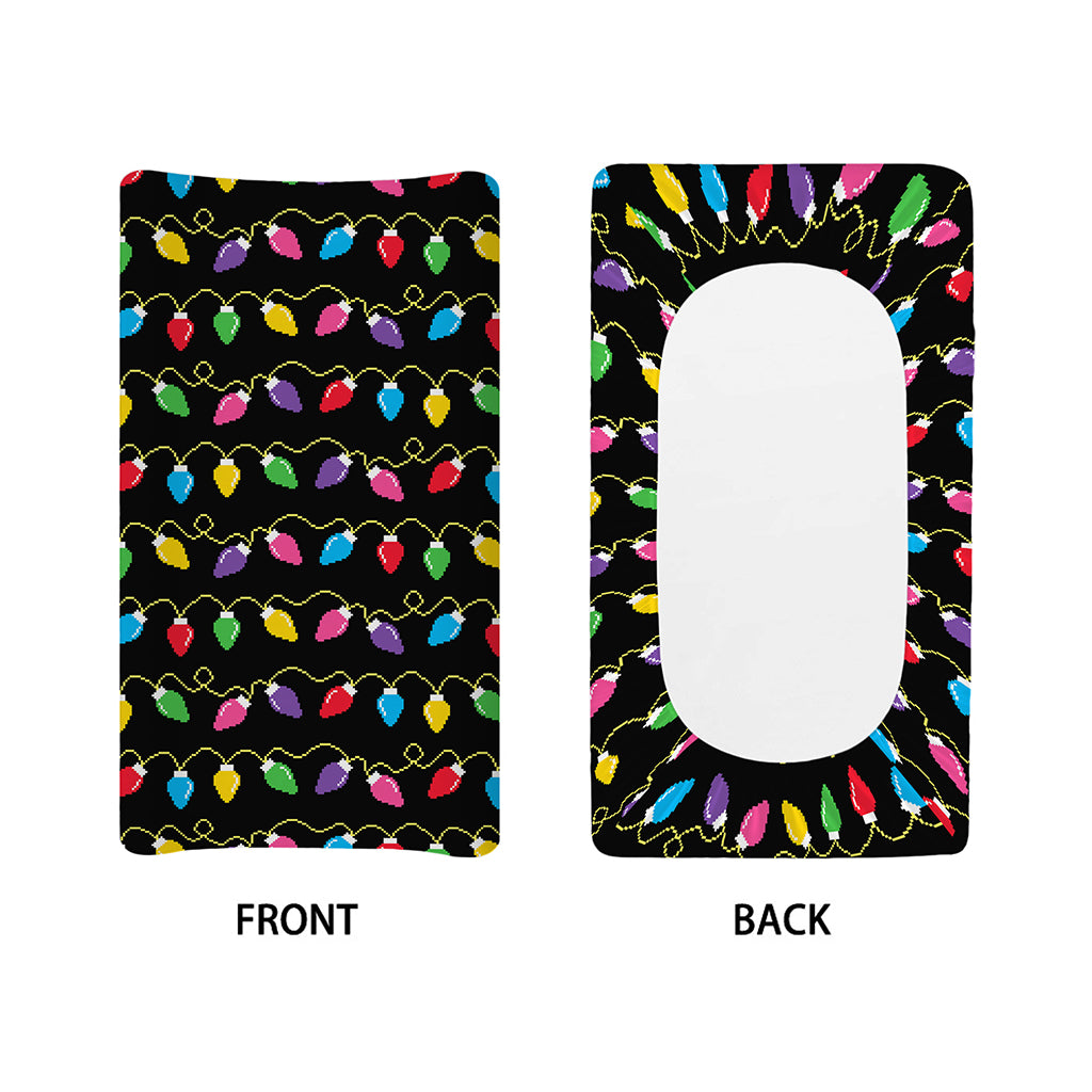Pixel Christmas Lights Print Changing Pad Cover