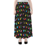 Pixel Christmas Lights Print Chiffon Maxi Skirt