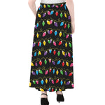 Pixel Christmas Lights Print Chiffon Maxi Skirt