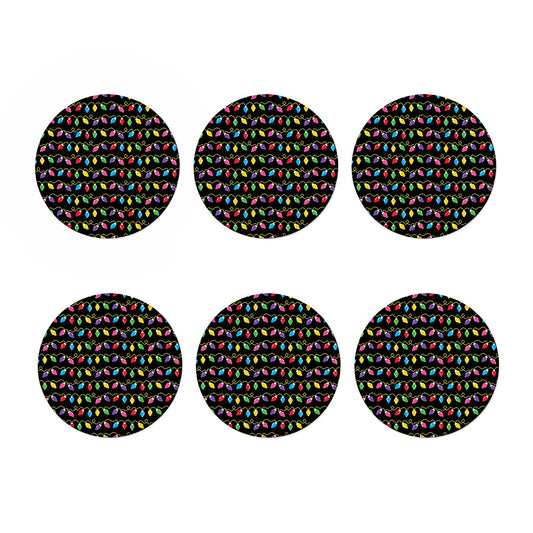Pixel Christmas Lights Print Coaster Set