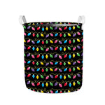Pixel Christmas Lights Print Collapsible Laundry Basket