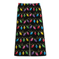 Pixel Christmas Lights Print Cotton Front Slit Maxi Skirt