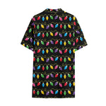 Pixel Christmas Lights Print Cotton Hawaiian Shirt