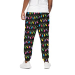 Pixel Christmas Lights Print Cotton Pants