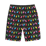 Pixel Christmas Lights Print Cotton Shorts