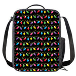 Pixel Christmas Lights Print Crossbody Lunch Bag