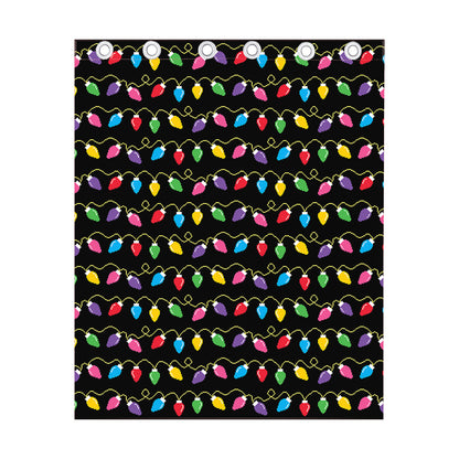 Pixel Christmas Lights Print Curtain