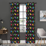 Pixel Christmas Lights Print Curtain