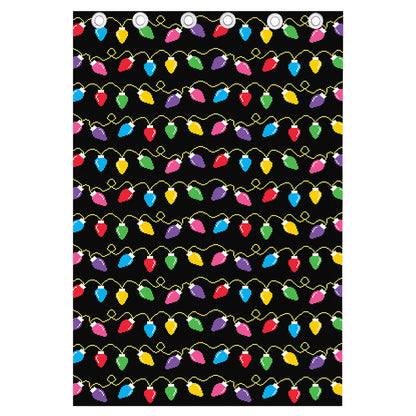 Pixel Christmas Lights Print Curtain