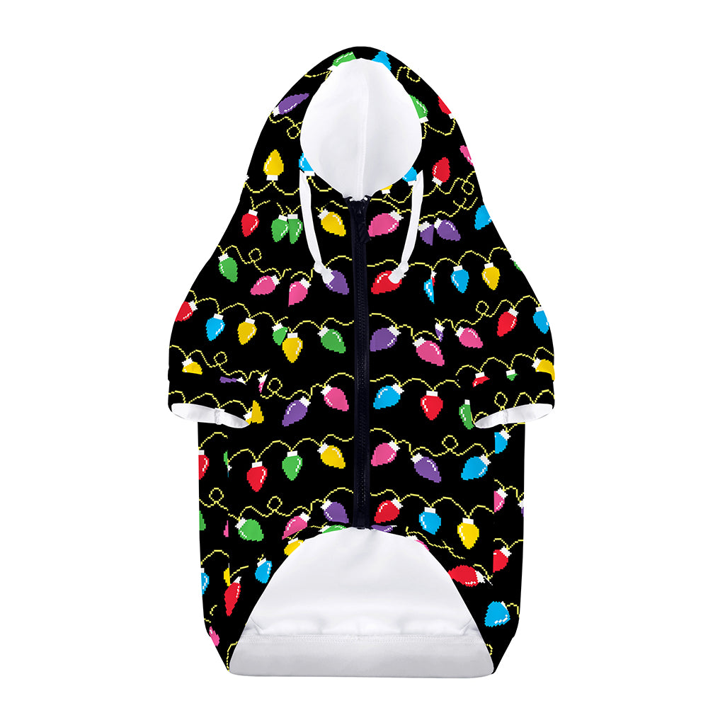 Pixel Christmas Lights Print Dog Zip Up Hoodie