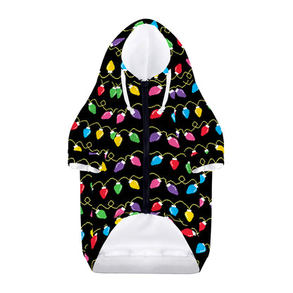 Pixel Christmas Lights Print Dog Zip Up Hoodie