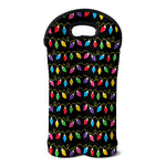 Pixel Christmas Lights Print Double Neoprene Wine Tote