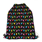 Pixel Christmas Lights Print Drawstring Bag
