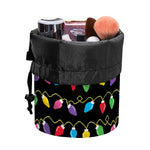 Pixel Christmas Lights Print Drawstring Makeup Bag
