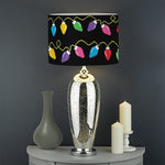 Pixel Christmas Lights Print Drum Lamp Shade