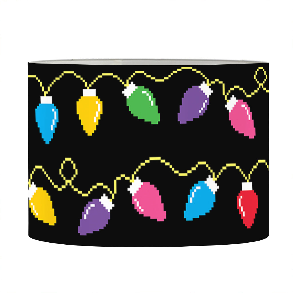 Pixel Christmas Lights Print Drum Lamp Shade