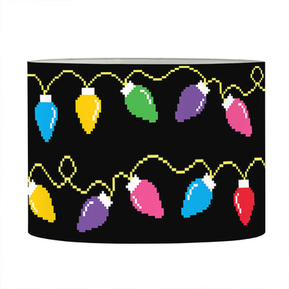 Pixel Christmas Lights Print Drum Lamp Shade