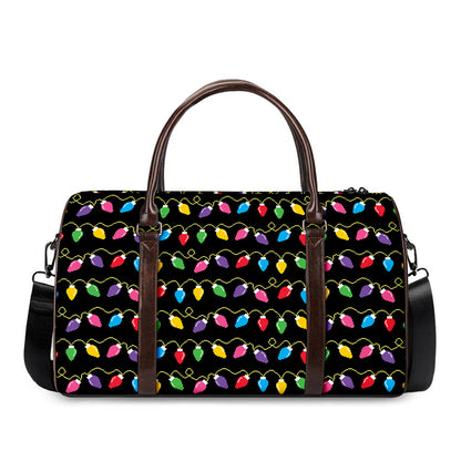 Pixel Christmas Lights Print Duffle Bag
