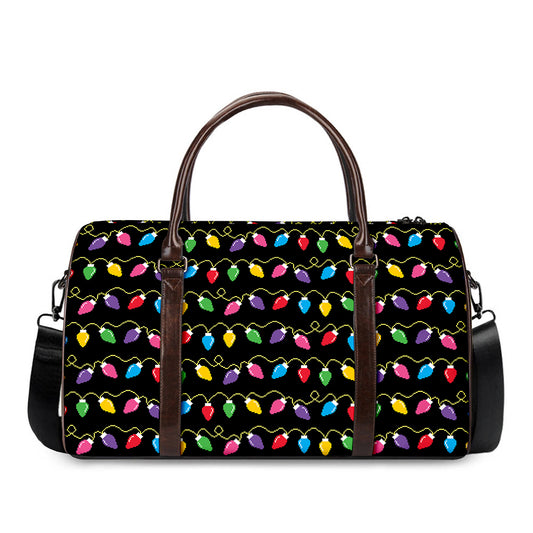 Pixel Christmas Lights Print Duffle Bag