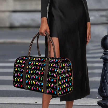 Pixel Christmas Lights Print Duffle Bag