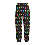 Pixel Christmas Lights Print Fleece Lined Knit Pants