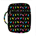 Pixel Christmas Lights Print Front Pocket Bible Bag