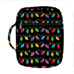 Pixel Christmas Lights Print Front Pocket Bible Bag
