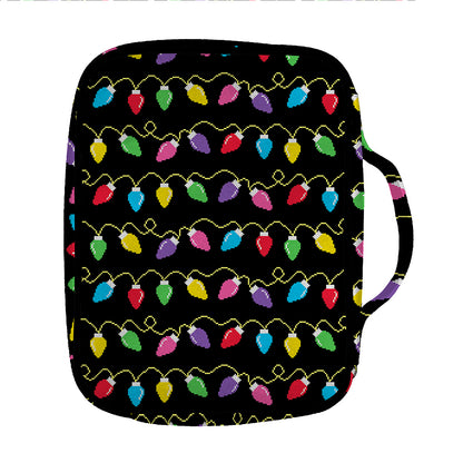 Pixel Christmas Lights Print Front Pocket Bible Bag