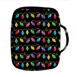 Pixel Christmas Lights Print Front Pocket Bible Bag