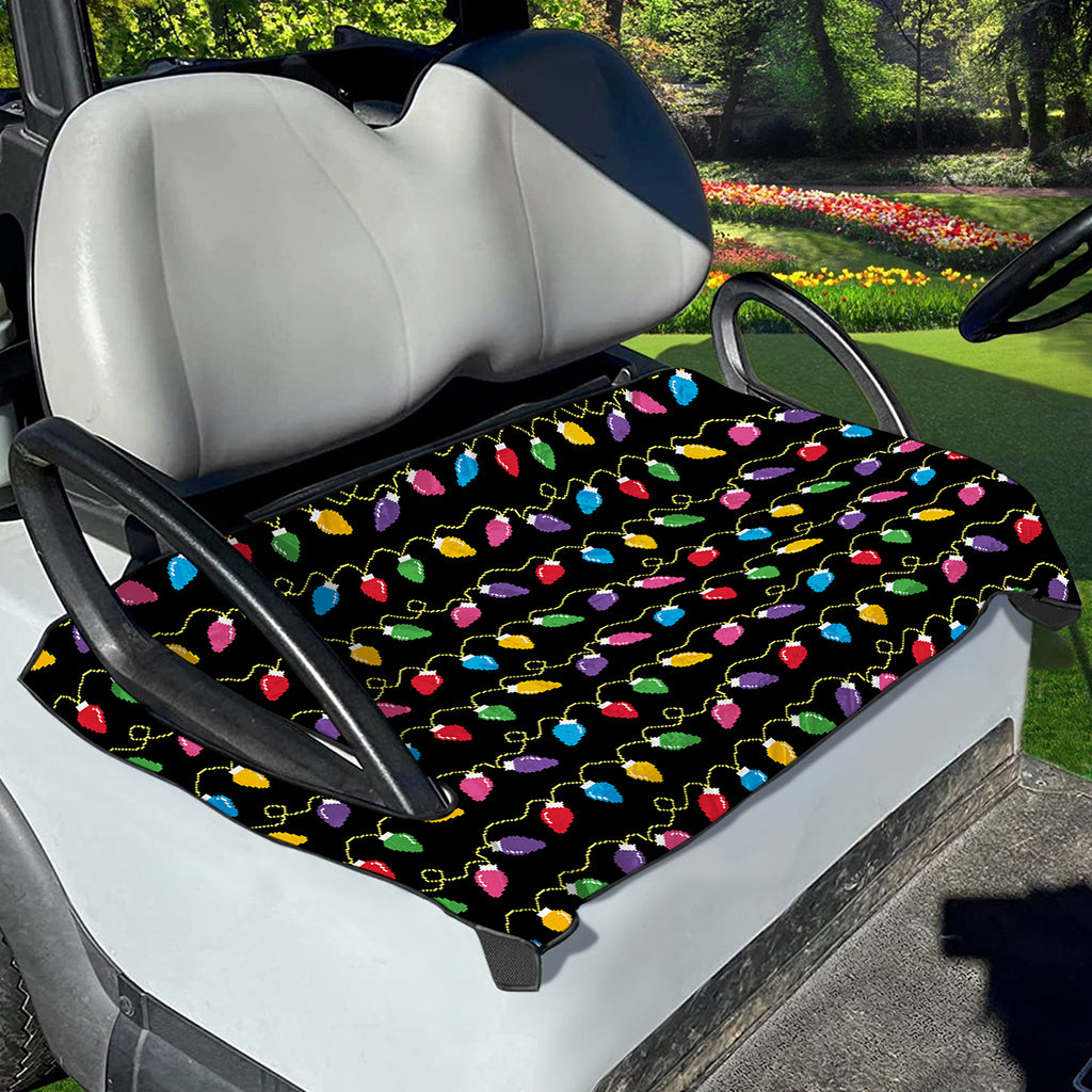 Pixel Christmas Lights Print Golf Cart Seat Cover