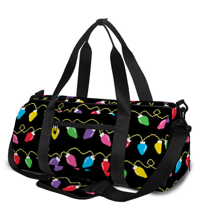 Pixel Christmas Lights Print Gym Bag