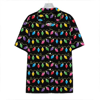 Pixel Christmas Lights Print Hawaiian Shirt