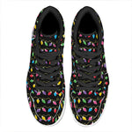 Pixel Christmas Lights Print High Top Leather Sneakers