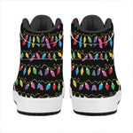 Pixel Christmas Lights Print High Top Leather Sneakers