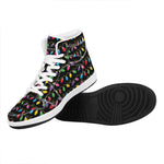 Pixel Christmas Lights Print High Top Leather Sneakers