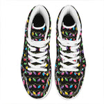 Pixel Christmas Lights Print High Top Leather Sneakers