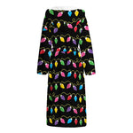 Pixel Christmas Lights Print Hooded Bathrobe