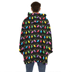 Pixel Christmas Lights Print Hoodie Blanket
