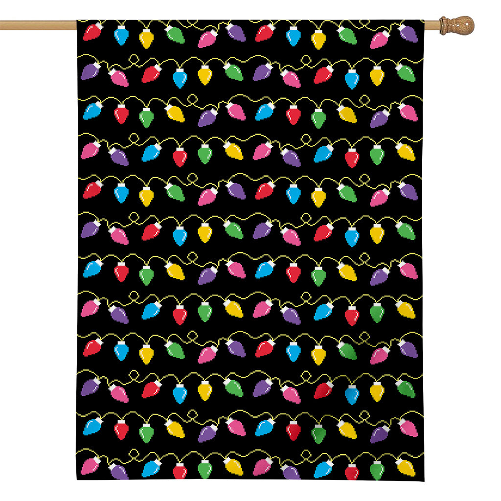 Pixel Christmas Lights Print House Flag
